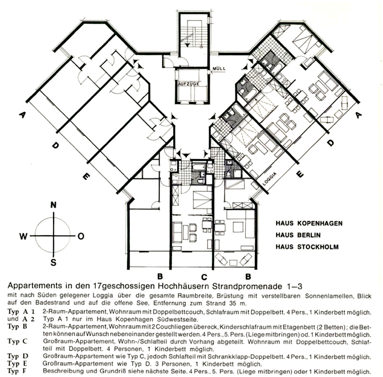 Arne Jacobsen Y-Grundrisse der IFA Fernblickhäuser | Quelle: Stadtarchiv Fehmarn